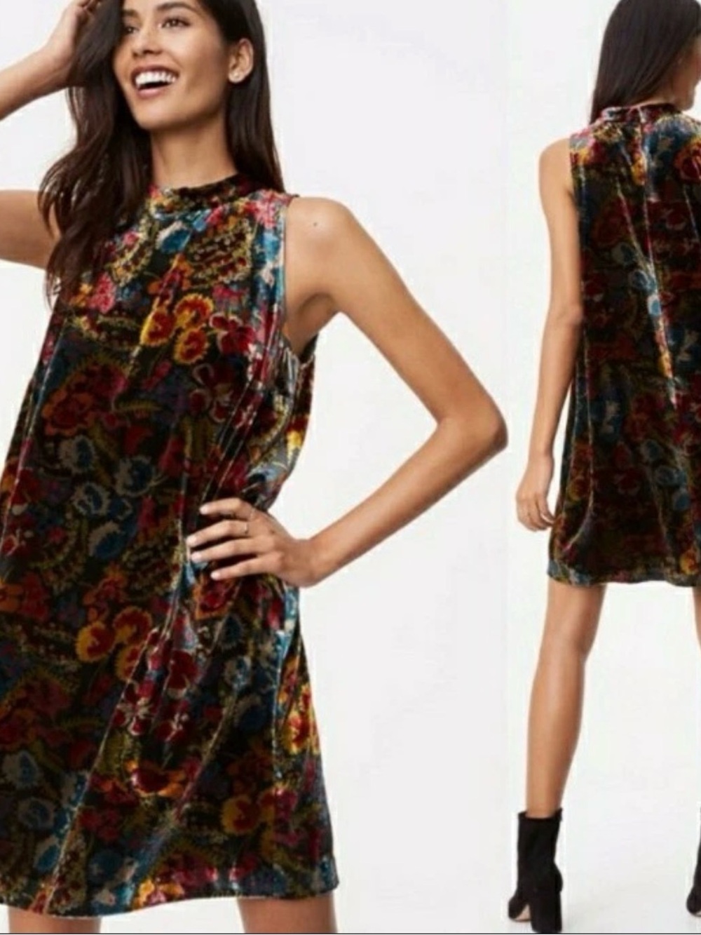 Loft velvet floral dress, Large